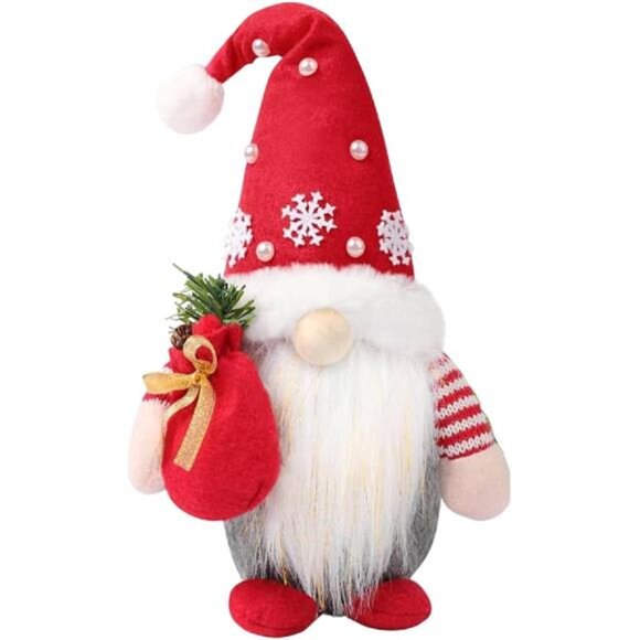 Christmas Gnome Plush Holiday Decorations Scandinavian Tomte Elf Table Decor Red - Picture 1 of 8